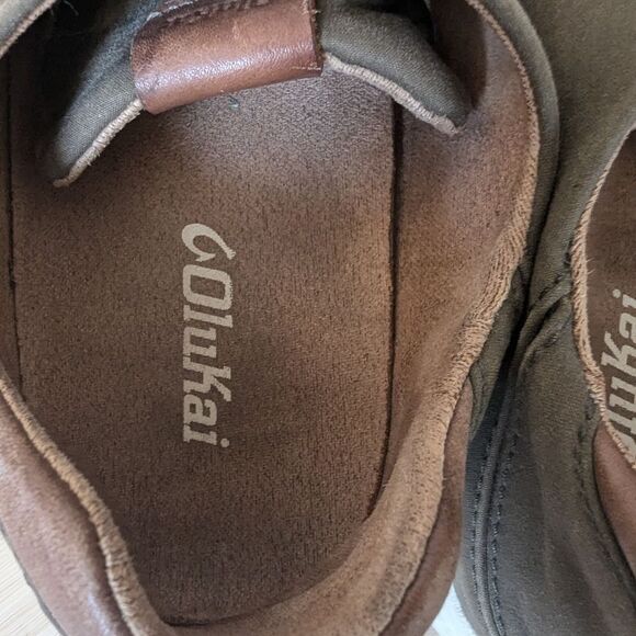 OLUKAI Lae'ahi Li 'ILI Men's Sneaker 9.5 Faux Suede Lace up Brown White - Picture 4 of 8